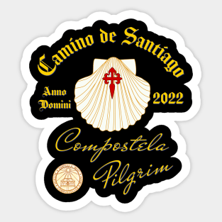 Camino de Santiago Anno Domini 2022 Scallop Shell Cross Sticker